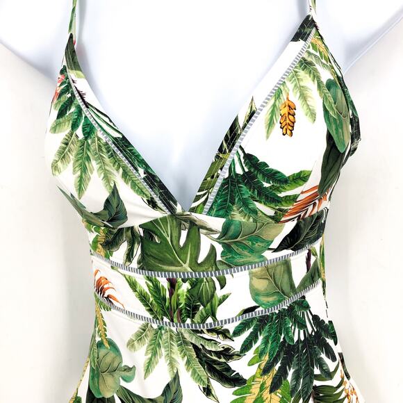 SEA LEVEL SWIM Lotus Spliced Tri One Piece Swimsuit US 6 White Green NWT - Picture 5 of 11